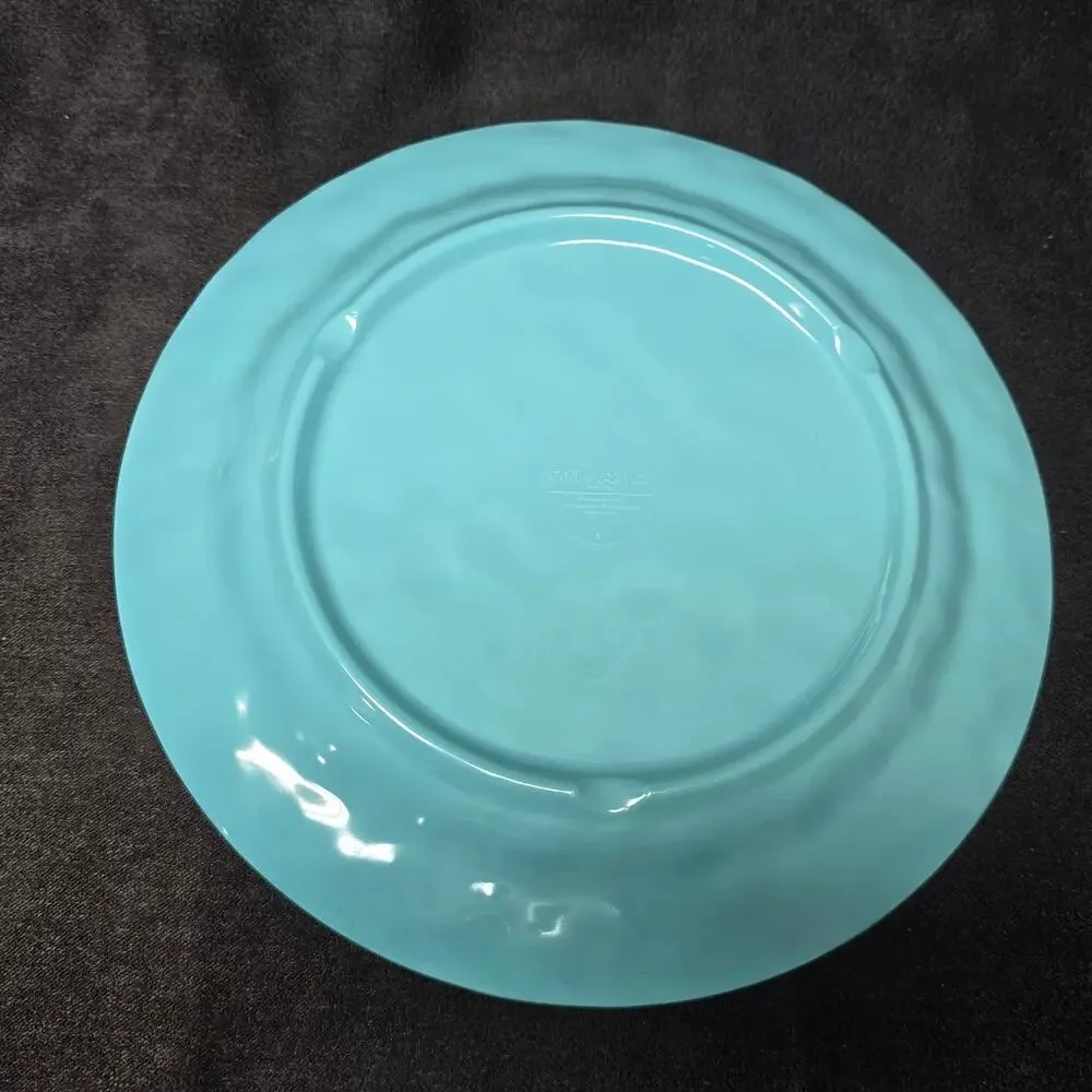 Cynthia Rowley Melamine Blue Rustic Crackle Scroll Dinner Plates 11